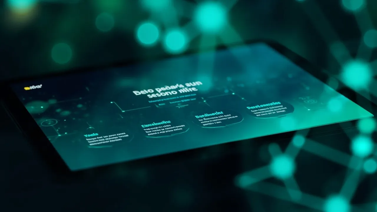 Mockup de un sitio web en español sobre una tableta mostrando características de accesibilidad, luz diurna.
